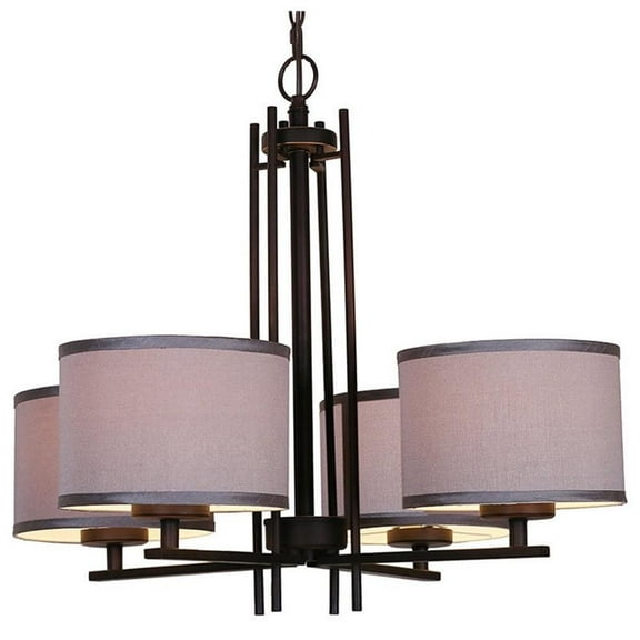Woodbridge Lighting Hudson 4-Light Fabric & Metal Chandelier in Bronze/Gray