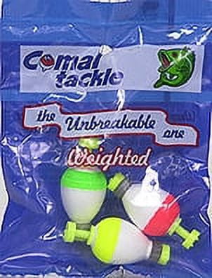 Comal Weighted Pear Snap-On Fishing Bobbers, Assorted Colors, 1-Inch, 3-Pack