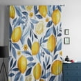 thumbnail image 5 of Yellow Lemon Semi Sheer Curtains Drapes for Living Room, Bedroom, French Doors Window 108 Inches Long, Blue Flower Leaves Spring Summer Plant Rod Pocket Chiffon Curtain Drapery Voile Draperies Panel, 5 of 6