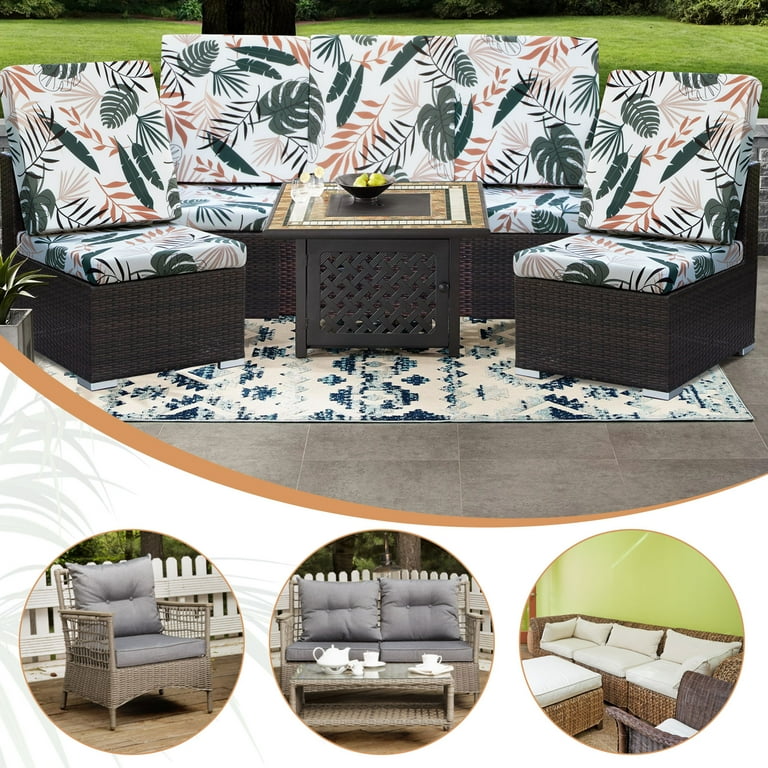 TOPCHANCES 6 Pcs Patio Stretch Sofa Cushion Covers Outdoor Cushion Covers Replacement with Elastic Bottom Couch Slipcover Sofa Seat Covers Patio