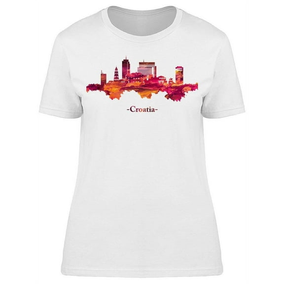 Red Skyline Of Croatia T-Shirt Women -Image by Shutterstock, Female XX-Large