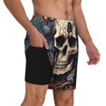 thumbnail image 2 of Honeii Vintage Leaf Flower Skull Print Men's Swim Shorts,Mens Swim Trunks,Breathable Mesh Beach Shorts for Swimming,Surfing, and Beach Activities-Small, 2 of 6
