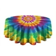 thumbnail image 5 of Colorful Rainbow Tie Dye Spiral Pattern Round Tablecloth 60"x60",Wrinkle Wipeable Table Cloth for Kitchen Dining Room Picnic Patio Party, 5 of 6