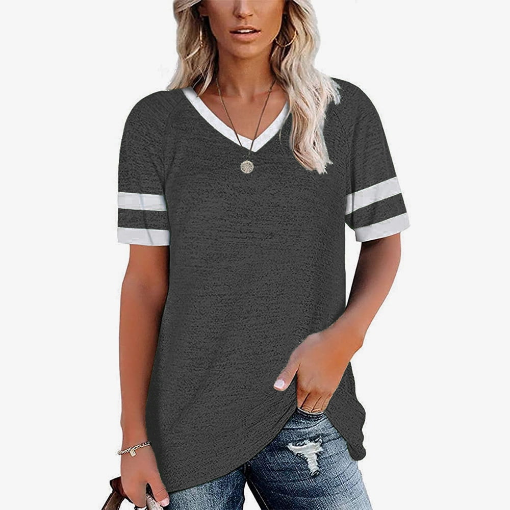 Women's Cal Poly Mustangs Arched Grandma V-Neck T-Shirt - Officially Licensed College Apparel