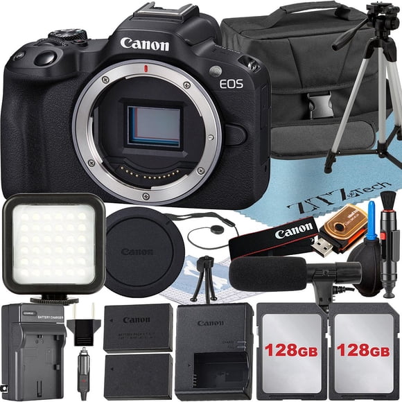 Canon EOS R50 Mirrorless Camera (Body) with 2 Pack 128GB Memory Card + Case + ZeeTech Accessory Bundle