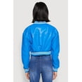 thumbnail image 5 of Womens Daisy Faux Leather Cropped Bomber Jacket, 5 of 5
