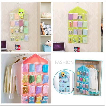 

WGOUP 16Pockets Clear Hanging Bag Socks Bra Underwear Rack Hanger Storage Organizer 71X39cm(Buy 2 Get 1 Free)