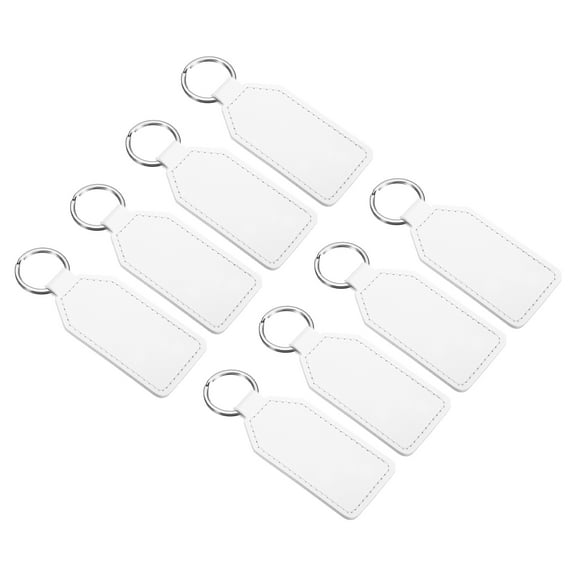 Uxcell Leather Keychain Blanks, 8 Pack PU Leather Key Fob with Key Rings, White