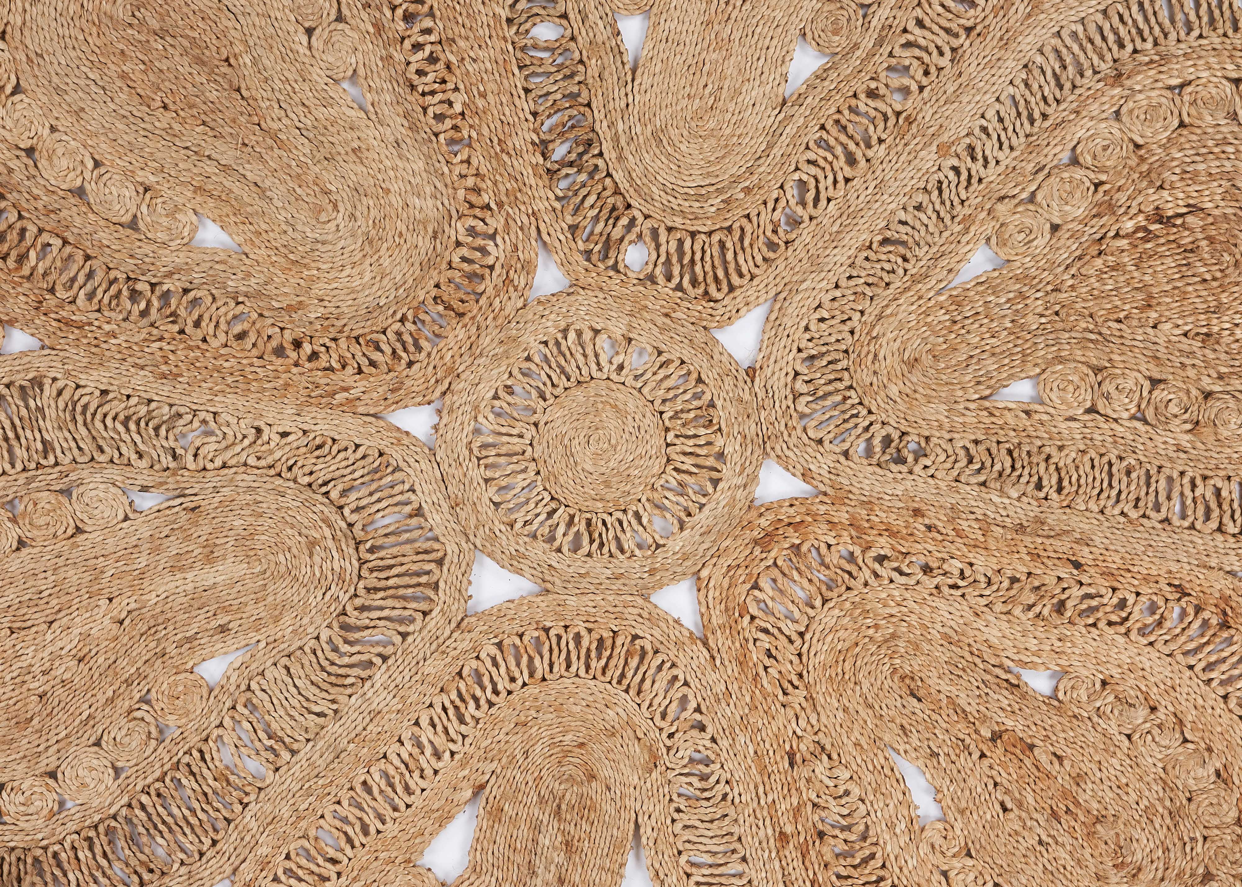 Harlow Hill Cora 6' Round Brown Solid Hand Braided Reversible Jute Indoor Area Rug