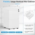 thumbnail image 5 of Pataku 2 Drawer File Cabinet, Small File Cabinets with Lock, Metal Rolling Filing Cabinet with 2 Drawer, Filing Cabinets for Home Office Fit A4/Letter/Legal, Easy Assembled, White, 5 of 7