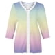 thumbnail image 4 of Puntoco - Camiseta de moda para mujer con estampado floral de encaje, blusa de manga tres cuartos con cuello en V, tops casuales Puntoco Puntoco-127, 4 of 5