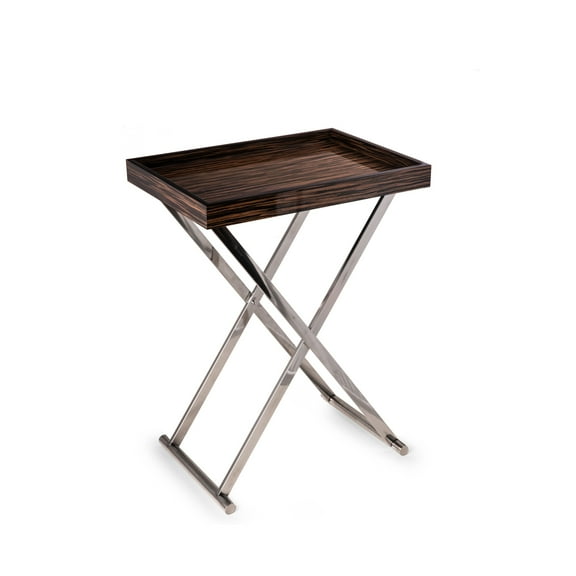 High lacquered ebony wood tray table