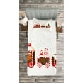 thumbnail image 3 of Ambesonne Christmas Quilted Bedspread Set 2 Pcs, Gingerbread Train, Twin Size, White Brown Vermilion, 3 of 3
