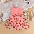 thumbnail image 5 of RMGVDSD Baby Girls 1St Birthday Outfit Spaghetti Straps Tulle Romper Dress Sleeveless Bowknot Bodysuit Strawberry Tutu Princess Dress 6-9 Months, 5 of 8