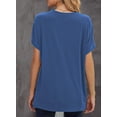 thumbnail image 3 of Womens Striped Color Block Short Sleeve Causal Blouses T Shirts Tops, 3 of 4