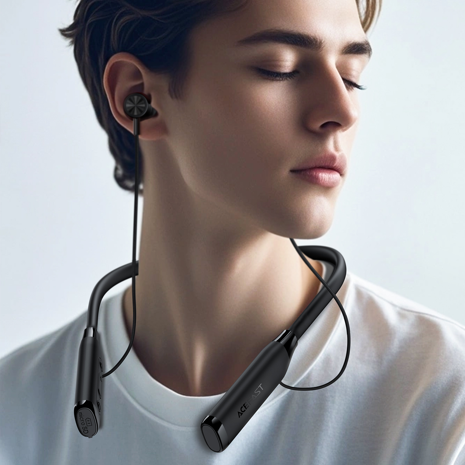 ACEFAST Neckband Bluetooth Earphones with LED Display,160H Ultra-Long Battery Life, Bluetooth 5.4 & TF Card Support for Game Sport Work