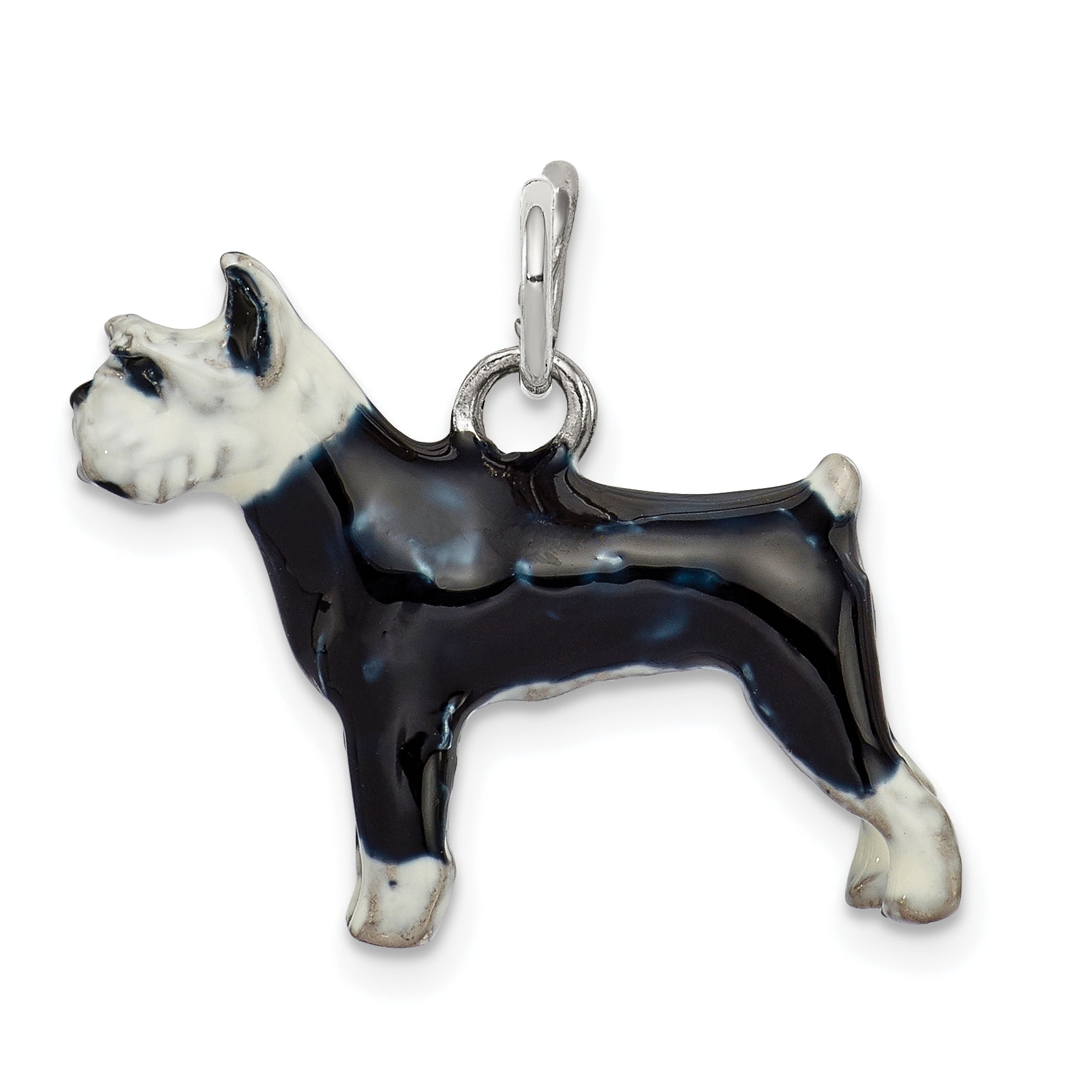 925 Sterling Silver Enameled Schnauzer 