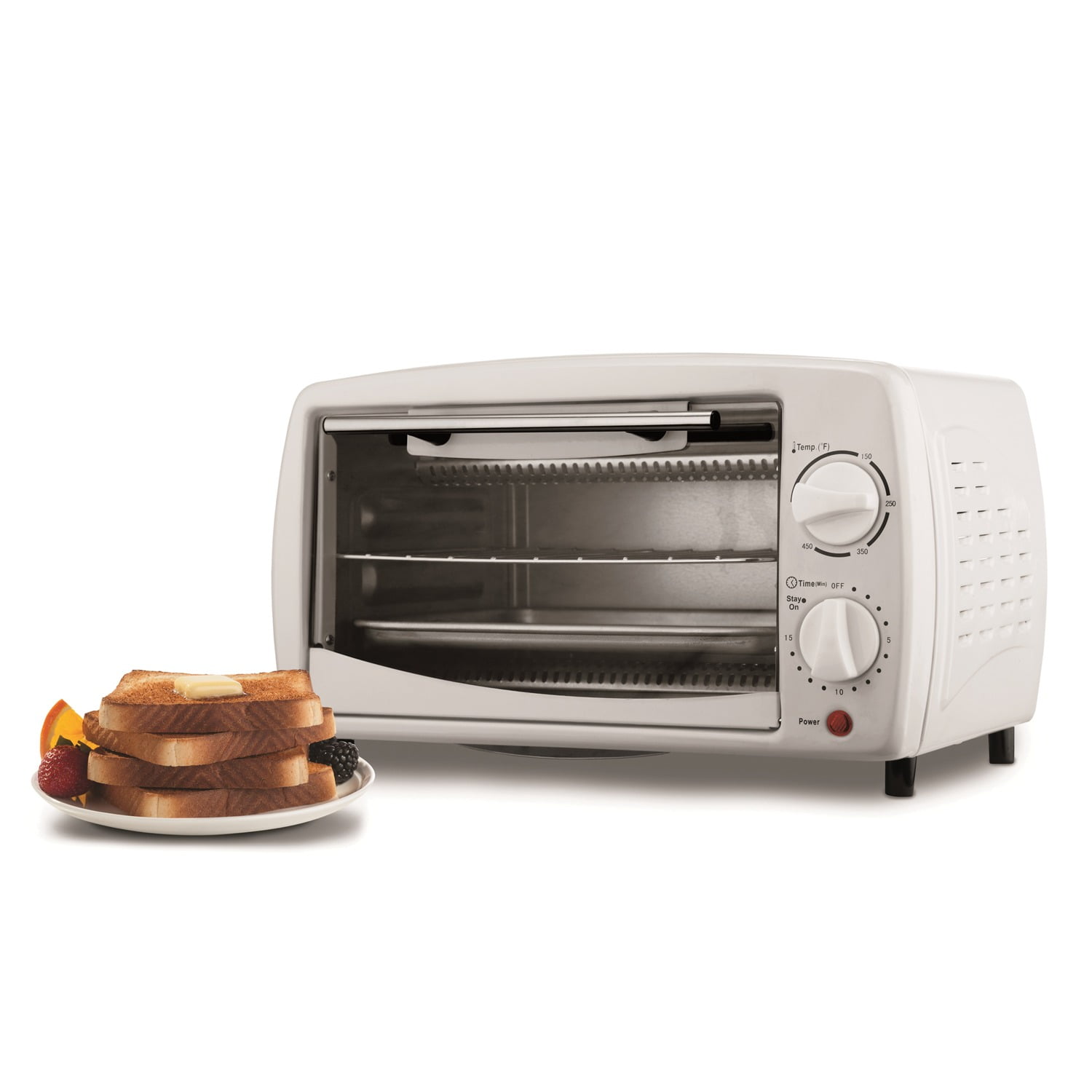 Brentwood TS-345W Stainless Steel 4 Slice Toaster Oven, White