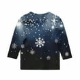 thumbnail image 4 of YUNAFFT Girls Christmas Print Casual 3/4 Sleeve Round-Neck Blouses & Shirts Cotton-Like Comfort Fit Elastic 4-14Y, 4 of 7