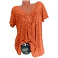 thumbnail image 2 of NominalSnug Women Plus Size Tops Short Sleeve V-Neck Print Pullover Blouses, 2 of 7