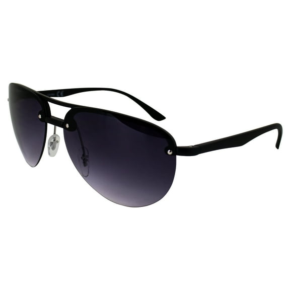 AlterImage Amelia Fashion Retro Sunglasses for Women Semi-Rimless Aviator Black Frame w/ Gradient Smoke Lenses