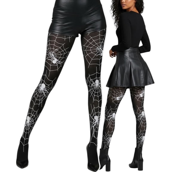 ToBeInStyle Women's SPIDER AND WEB PRINT PANTYHOSE