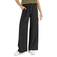 thumbnail image 1 of Plebaso Wide Leg Pants Womens Loose Drawstring Casual Pants Lightweight Plain Trousers with Pockets, 1 of 6