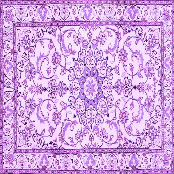Ahgly Company Indoor Square Persian Purple Traditional Area Rugs, 7' Square