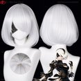 thumbnail image 2 of Anime NieR:Automata YoRHa No.2 Type B 2B 9S YoRH 2A 9S 2B Cosplay Wig 28cm/33cm White Heat Resistant Hair Party Wigs + Wig Cap heqiyong LED, 2 of 2