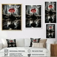 thumbnail image 4 of Designart "Mushroom Serenity Red and Grey Whimsy I" Landscape & Nature Floater Framed Wall Art Print, 4 of 7