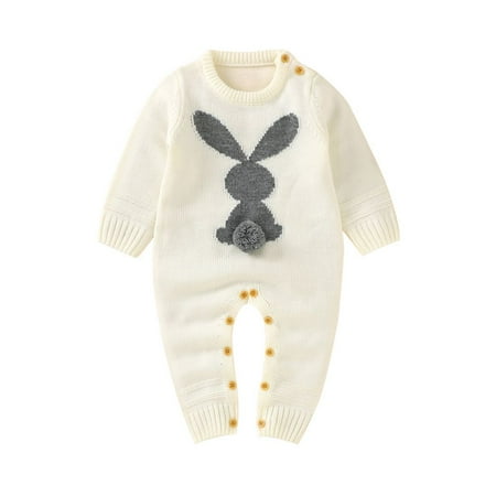 

Autumn Winter Cute Bunny Pattern One-Pieces 0-24M Baby Knitted Sweater Rompers Soft Bodysuits Toddler Outfits Clothes