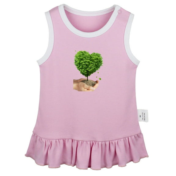 Nature Soil in Hands Pattern Dresses For Baby, Newborn Babies Skirts, Infant Princess Dress, 0-24M Kids Graphic Clothes (Pink Sleeveless Dresses, 0-6 Months)