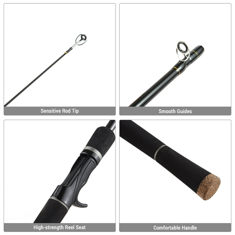 6 Piece Fishing Ultralight /Casting Rod Travel Fishing Rod with Storage Bag, Spinning Rod 2.4m