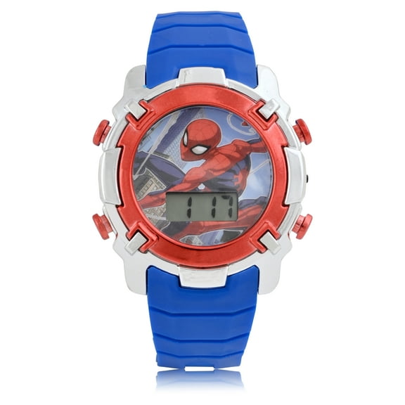 SPD4941WM Spiderman Kids Flashing Lights LCD Watch with Plastic Strap