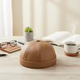 thumbnail image 5 of Hsqqdc Men Retro Brimless Docker Cap PU Leather Rolled Cuff Worker Beanie Sailor Hat, 5 of 7