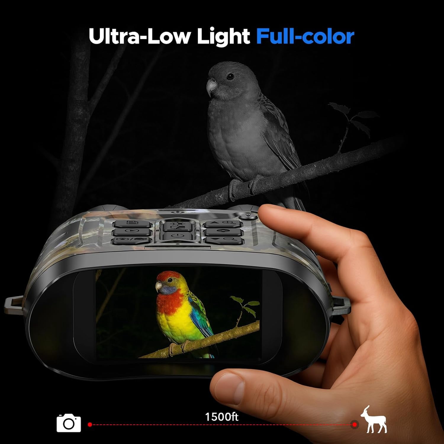 CAMPARK Night Vision Goggles 4K 112MP Full-Color Night Vision Binoculars for Adults with 5000mAh Rechargeable Battery, 64GB TF Card Included, 3" HD Screen, 18x Zoom, Suitable for Camping, Hunting