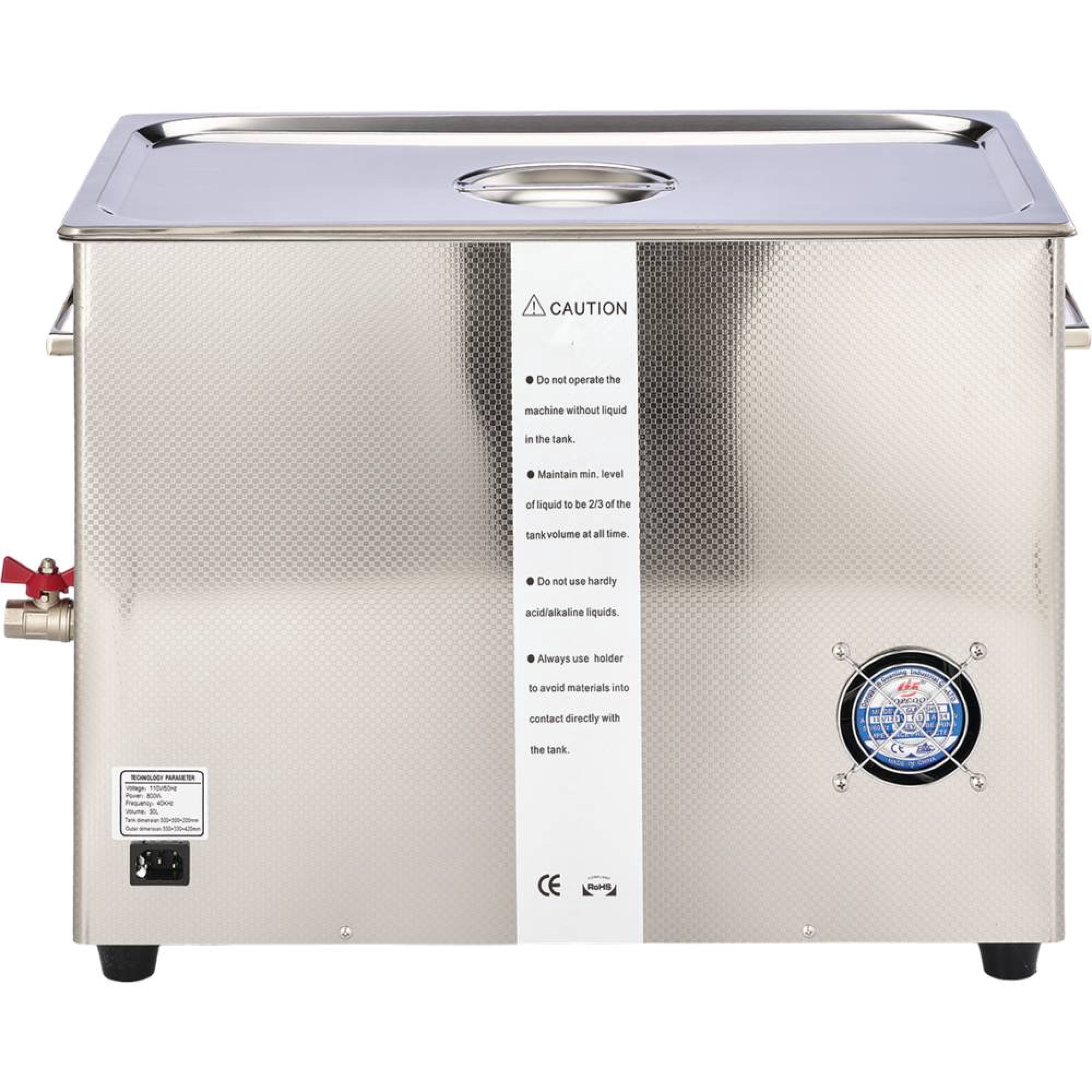 Stens Ultrasonic Cleaner 752-120 Large 8 gallon heated tank, Adjustable LED digital countdown timer