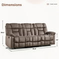 thumbnail image 5 of Bonzy Home 3 Seat Reclining Sofa, Manual Recliner Couch for Living Room Wide Backrests & Headrests, Brown, 5 of 7