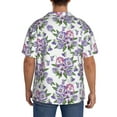 thumbnail image 5 of Xecao offers the Violets Flowers for Men's Casual Short-sleeved Shirt, a button-up collared shirt with a pocket, perfect for beach vacations and yacht travel in the XX-Large size., 5 of 7