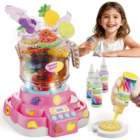 Water Gel Kit - Magic Water Gel for Kids with Juicer Toy, DIY Kids Craft Pretend Play Toy With Sound Light for Boys & Girls