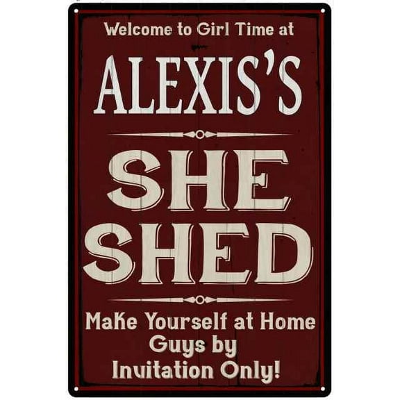 ALEXIS'S She Shed Red Sign Lady Cave 8 x 12 High Gloss Metal 208120088460