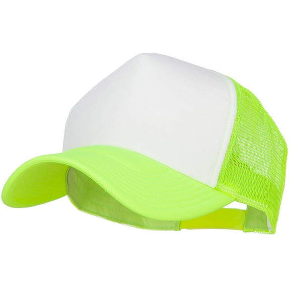 Cotton Trucker Big Size 5 Panel Mesh Cap - Neon Yellow XL-3XL