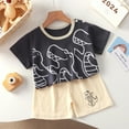 thumbnail image 2 of Zwiiyzr 0-6T Toddler Baby Boy Clothes Summer Home Clothing Round Neck Short Sleeve Shorts Two-Piece Set Khaki, 2 of 3