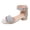 Silver, variant on Kids Girls Chunky Low Heel Sandals Shining Ankle Strap Open Toe Dress Shoes Summer Casual Wedding Party Sandals