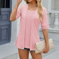 thumbnail image 5 of OSOLU Women Fashion Casual Solid Color T-Shirt Tshirts Tee Half Sleeve Square Neck Casual Tops Relaxed Fit Dailywear, 5 of 9