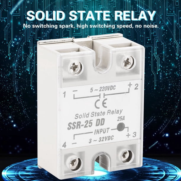 Relé De Estado Sólido SSR-25 DD 25A Para Automatización - Entrada 3-32V, Salida 5-220V, Módulo Industrial