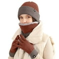 thumbnail image 3 of PENGXIANG Warm Knitting Gloves Hat Three Piece Scarf Wool Reversible Color Ear Protector Winter Suit, 3 of 5