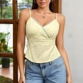 thumbnail image 2 of WEIWEN Womens Spaghetti Strap Tank Top Lace Wrap Deep V Neck Cropped Tops for Women Coquette Camisole Going Out Cami Shirts tx04-Yellow, M, 2 of 4