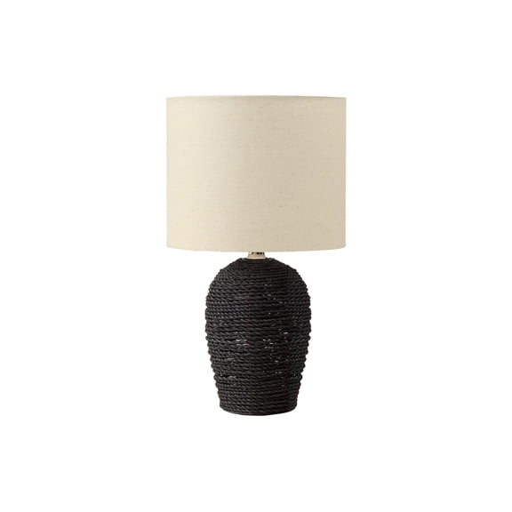 Lighting - 17"h - Table Lamp - Black Rattan - Beige Shade - Transitional