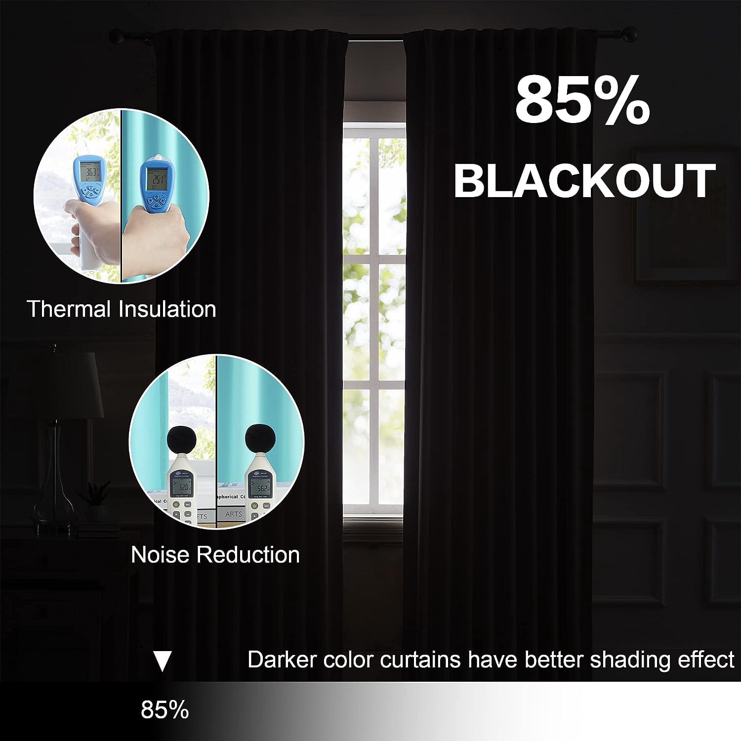 Homi Drapes Double Pinch Pleated Blackout Curtains – Thermal Insulated, Room Darkening Window Treatments Back Tab Curtains for Home or Office – 1 Panel with Hooks & Tiebacks (Aquamarine Blue,52x54)